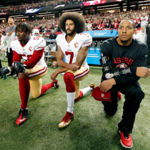 Colin Kaepernick Kneeling Like a Cuck During the National Anthem