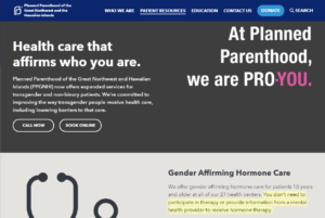 Planned Parenthood Transgender Hormone Therapy Screen Capture